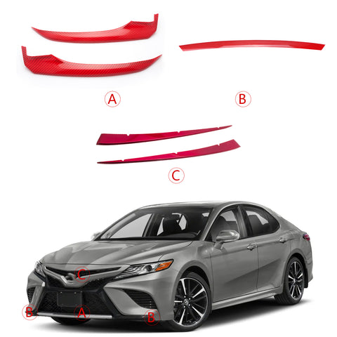 Red Front Bumper Corner Grille Lip Combo Cover For Toyota Camry SE XSE 2018-2020