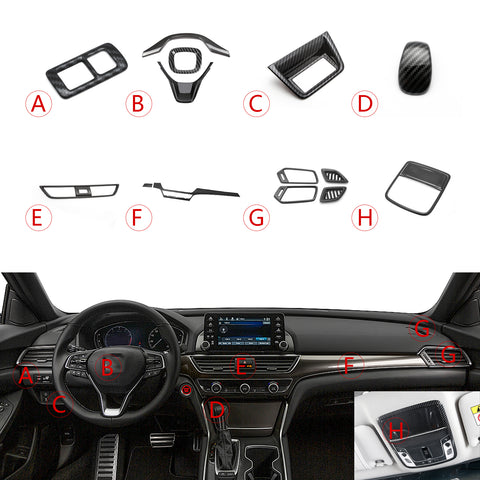 Carbon Fiber Look Gear Shift Knob Steering Wheel Cover For Honda Accord 18-22