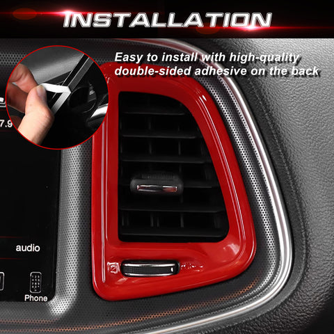 4X Center Console Air Conditioner Outlet Vent Cover Trim for Challenger 2015-up