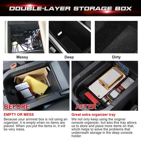 Anti-slip Armrest Secondary Storage Tray Organizer For Toyota RAV4 2019-2023