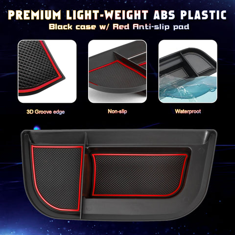 Xotic Tech Center Console Dash Tray Dashboard Storage Box Organizer Compatible with Ford 2022 2023 2024 Maverick Accessories Dash Insert Tray with Anti-Slip Mat (Red)