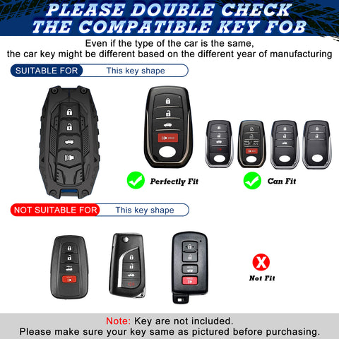 x xotic tech Mech Style Heavy Metal Key Fob Cover Compatible with Toyota Venza Sienna Tundra RAV4 Land Cruiser Corolla Highlander Camry, Zinc Alloy Key Case Protector Shell Keychain(E-Style)