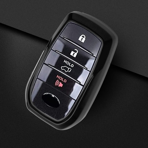 Soft TPU Key Fob Shell Full Cover Case w/Keychain, Compatible with Toyota Land Cruiser Sienna Venza Fortuner Rav4 Prime Smart Keyless Entry Key