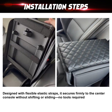 x xotic tech Center Console Cover Compatible with Ford Bronco Accessories 2021 2022 2023 2024 2025 2/4-door, Prevent Dog Scratches Leather Armrest Cover Pad Protector with Side Pockets Storage Bag Interior Accessories