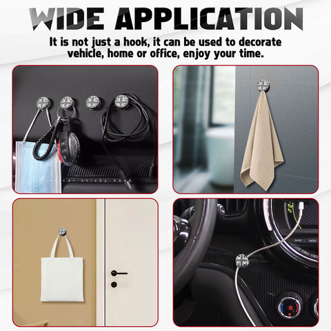 x xotic tech Hanger Stick on Car Dashboard Hook Holder Sticky Wall for Mask Key Fob USB Earphone Cable Sunglasses Compatible with Mini Cooper Accessories Universal (2 Pack, Union Jack Flag)