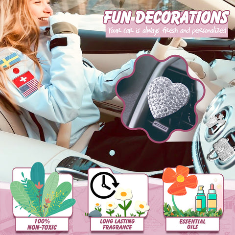 Crystal High Heel & Handbag Car Air Fresheners Diffuser Vent Clips Combo Kit