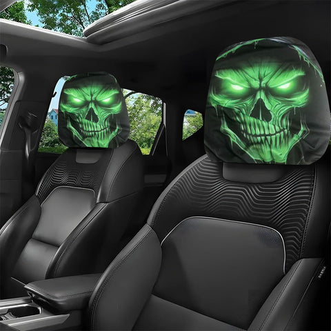 Auto Universal Fit Front Seat Halloween Scary Personalized Mask Head Rest Cover
