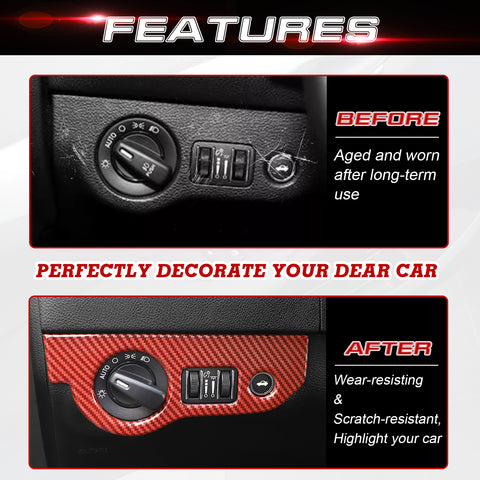 Headlight Switch Button Panel Cover Trim for Challenger 2015-up Charger 2010-up