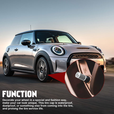 Set Black Union Jack Car Wheel Center Cap + Tire Valve Stem Caps For Mini Cooper