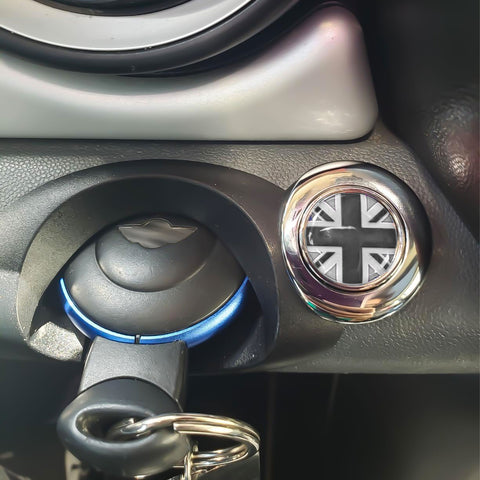 x xotic tech Red/Blue UK Union Jack Car Engine Push Start Stop Button Cap Cover Decoration Compatible with Mini Cooper 2nd Gen R55 R56 R57 R58 R59 R60 R61 Accessories