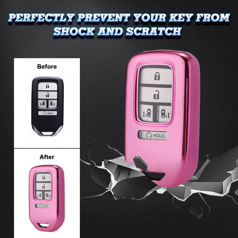 Pink Soft TPU Full Protect Key Fob Cover For Honda Accord CR-V Odyssey Civic 15+