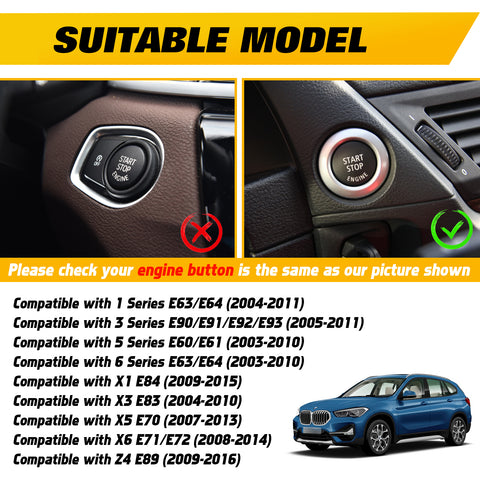 Red Start Stop Engine Button Switch Cover Trim for BMW X1 X3 X5 X6 E70 E71 E72 E90 E91 E92 E93 E60 E83 E84 320 520 525 328i 335i 330i