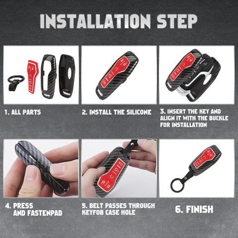 Carbon Fiber Texture Remote Key Holder Case Skin For Ford Mustang Edge Fusion Lincoln