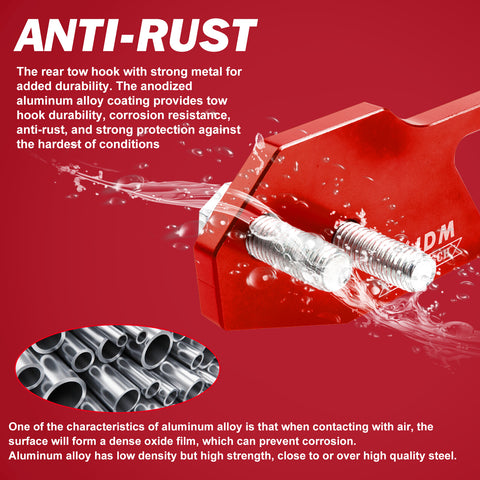 Xotic Tech Auto Aluminum JDM Rear Tow Hook Kit Racing Style Trailer Towing Ring Decoration Car Accessories , Universal Fit Car , Truck , SUV , Most Vehicles (Red)