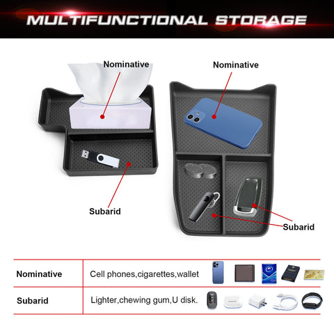 Xotic Tech Center Console Organizer Tray Compatible with BMW X1 2023 2024 U11, 2PCS Armrest Lower Console Organizer Tray Under Storage Box Accessories