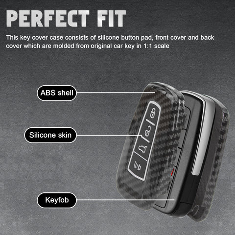 For RAV4 Camry Corolla Glossy Carbon Fiber Pattern Silicone Button Key Fob Skin