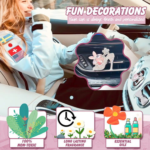 Crystal High Heel & Handbag Car Air Fresheners Diffuser Vent Clips Combo Kit