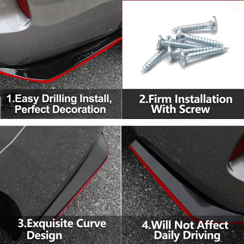 Xotic Tech JDM Rear Bumper Diffuser Valance Spoiler Fin Lip Trim Universal Car Side Fender Skirt Lip Splitter Canard Protector