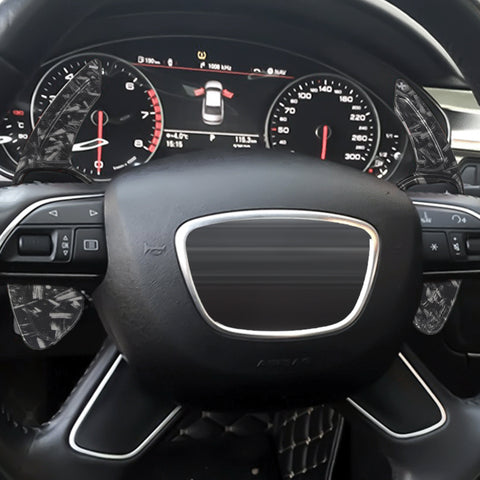Black Forged Style Steering Wheel Paddle Shifter Extension For Audi A4 A5 A6 A7