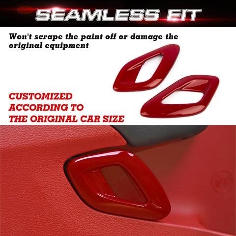 Car Interior Side Door Handle Decor Overlay Cover For Dodge Challenger 2015-up