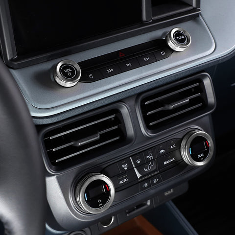 Air Conditioner Headlight Switch Knob, Headlight Volume Radio Control Knob Ring Cover, Compatible with Ford Maverick 2022 2023 (Aluminum Alloy, Silver) -5PCS