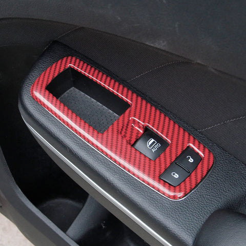 Carbon Fiber Style Door Handle Bowl Window Lift Switch Cover For Dodge Charger 2011-23