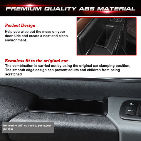Door Side Organizer Tray, Insert Driver and Passenger Door Armrest Pocket Storage Box Compatible with Ram 1500 2019-2023 (Not fit Ram 2500 and Ram 3500) - 4PCS