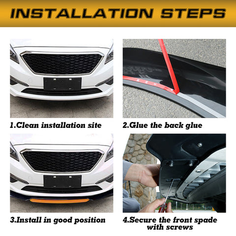 Xotic Tech Front Bumper Lip Chin Spoiler Splitter Diffuser Protector Body Kit Compatible with Honda Accord Civic or Volkswagen MK5 MK6 MK7 or Kia Optima or Mitsubishi Lancer, 4pcs
