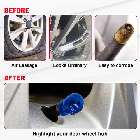 Skull Style Tire Stem Valve Caps Wheel Valve Covers Car Dustproof Tires Cap 8pcs