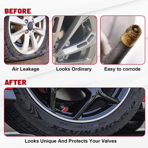 x xotic tech 4pcs American Flag Tire Valve Stem Cover Caps Anodized Aluminum Alloy, Corrosion Resistant Leak-Proof Wheel Valve Cap Set, Universal for Cars Trucks Motorcycles SUVs