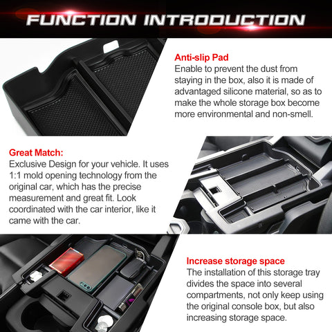 For Dodge RAM 1500/2500/3500 2019+ Armrest Storage Container Box Organizer Tray