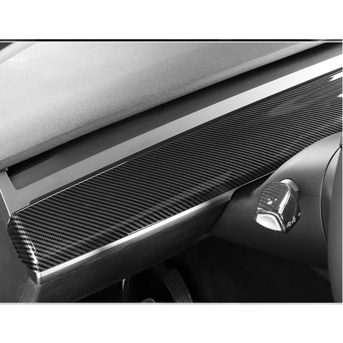 Center Console Dashboard Panel Trim, Glossy Carbon Fiber Pattern, Compatible with Tesla Model 3 2017-2023 & Model Y 2020-up
