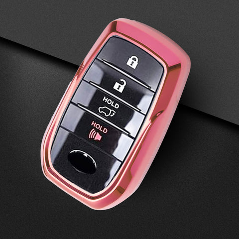Soft TPU Key Fob Shell Full Cover Case w/Keychain, Compatible with Toyota Land Cruiser Sienna Venza Fortuner Rav4 Prime Smart Keyless Entry Key