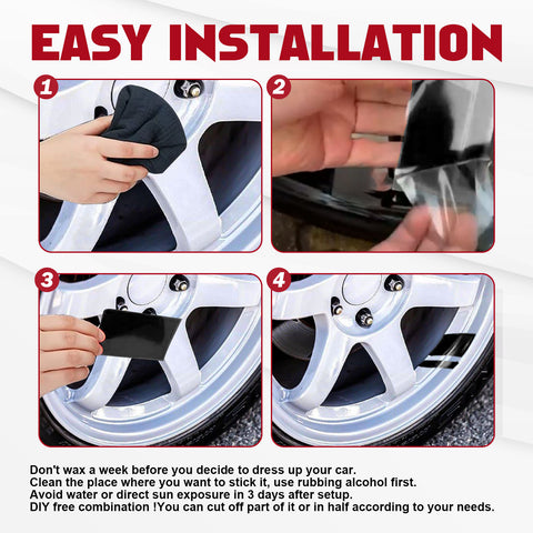 Auto Universal Fit Racing Style 4Pcs Front Hood Fender Double Hash Stripe Stickers + 6Pcs Reflective Wheels Rim Safety Warning Stickers+ 4Pcs Rearview Mirror Slash Mark Decals Set