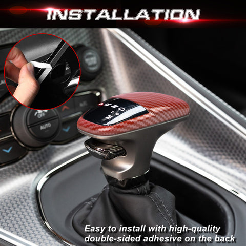 Gear Shift Knob Cover Trim Compatible with Dodge Challenger Charger 2015-up, Durango 2018-up Interior Accessories Decoration
