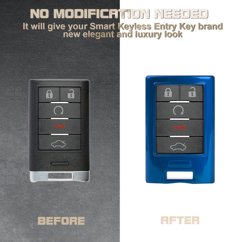 Xotic Tech Gloss ABS Key Fob Shell Cover w/Keychain, Compatible with Cadillac ATS CTS XTS DTS SRX Escalade Chevrolet C7 Corvette 4 5 6 Buttons Smart Keyless Entry Key OUC6000066 5923887 22756465