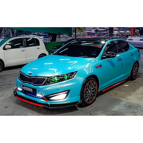 Front Bumper Lip Chin Spoiler+ 2M Side Skirt Winglets Diffusers+ Adjustable 10"-13" Support Rod Compatible with Honda Accord Civic or VW MK5 MK6 MK7 or Kia Optima, Carbon Fiber w/Red