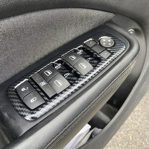 Carbon Fiber Style Door Handle Bowl Window Lift Switch Cover For Dodge Charger 2011-23