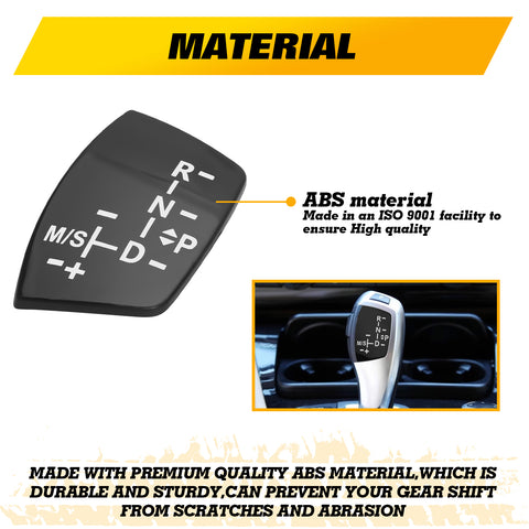 Gear Shift Knob Cover Trim + Gear Panel Button Decal Sticker Replacement Compatible with BMW 1 3 5 6 7 Series (Standard Basic Shifter Style)