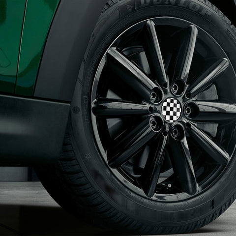 4x Black/Grey Union Jack UK Flag Style Wheel Center Cap Covers For MINI Coopers