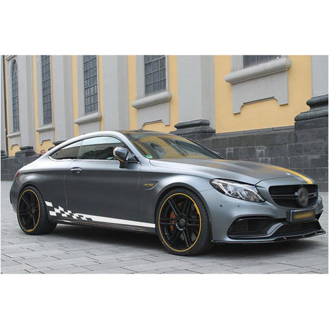 78" Reflective Car Door Body Side Door Vinyl Stripe Graphic Decal Sticker Colorful Checkered Racing Flag Style 2Pcs
