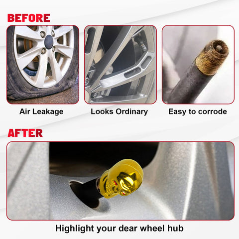 Skull Style Tire Stem Valve Caps Wheel Valve Covers Car Dustproof Tires Cap 8pcs