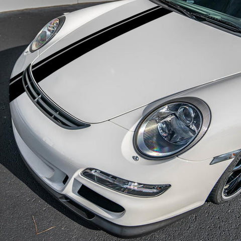 Xotic Tech Left Side Vinyl Stripe Car Body Decal Racing Rally Sporty Sticker for Porsche 911 Macan Cayenne Hood Roof Rear Trunk Black