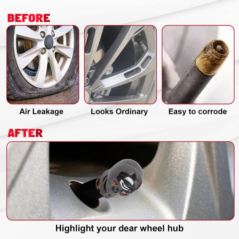 Skull Style Tire Stem Valve Caps Wheel Valve Covers Car Dustproof Tires Cap 8pcs