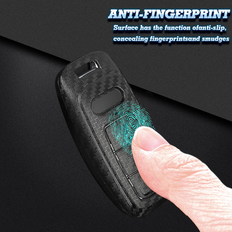 Xotic Tech Matte Black Carbon Fiber Pattern Hard Shell Key Fob Cover Case Compatible with Audi A3 A6 A7 A8 Q7 Q8 E-Tron S3 S6 RS6 RS7 S6 S7 SQ7 SQ8 3-Button Smart Keyless Entry Key Protector