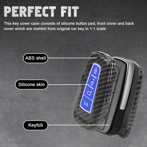 For RAV4 Camry Corolla Glossy Carbon Fiber Pattern Silicone Button Key Fob Skin
