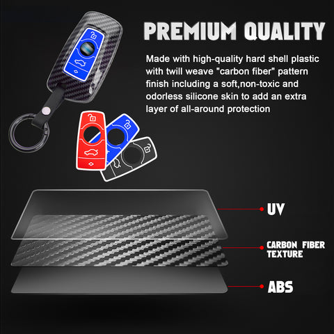 Silicone Button Cover Key Fob Holder Shell w/Key Ring For BMW 1 3 4 5 6 7 Series