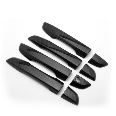 Carbon Fiber Look Door Handle Side Mirror Stripes Cover Kit For Civic 2016-2021