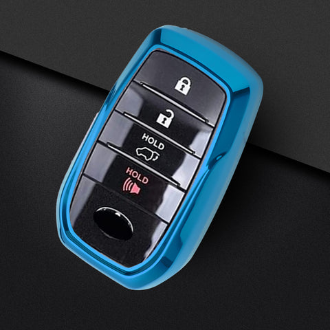 Soft TPU Key Fob Shell Full Cover Case w/Keychain, Compatible with Toyota Land Cruiser Sienna Venza Fortuner Rav4 Prime Smart Keyless Entry Key