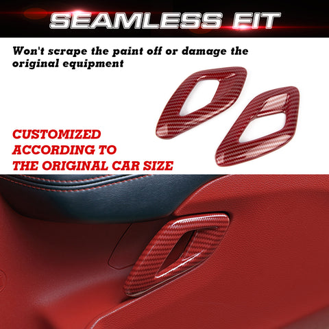 Car Interior Side Door Handle Decor Overlay Cover For Dodge Challenger 2015-up